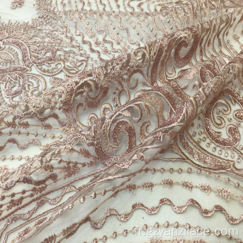 Tissu de broderie design clasical pour robe de soirée